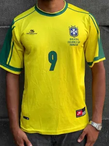 BRAZIL, RONALDO NAZARIO  1998 HOME KIT, ROUND NECK & FIVE LSEEVE